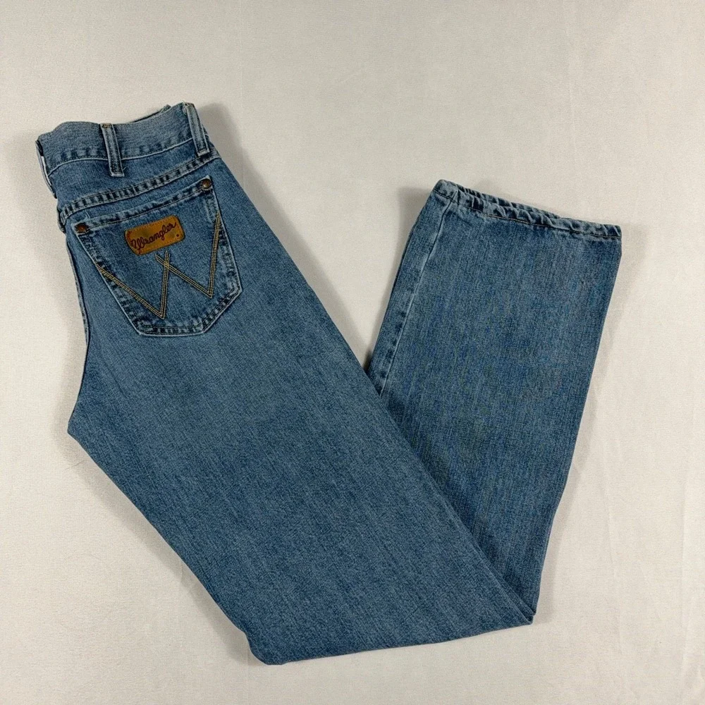Wrangler Retro Relaxed Straight Leg Denim Jeans 30x34‎ Medium Wash Blue Cotton